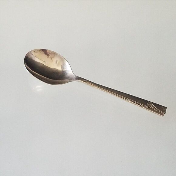 Vintage Round Bullion Spoon Oneida Nobility Plate 1937 Caprice Pattern - Picture 5 of 9